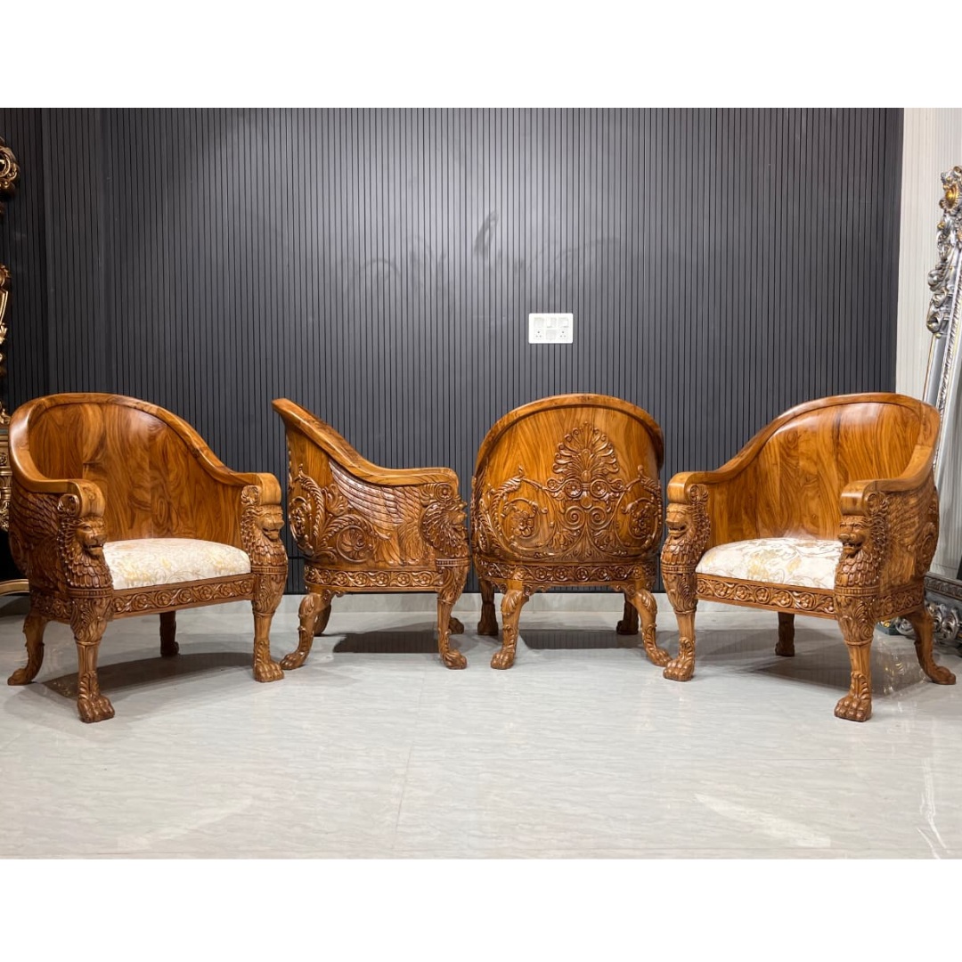 Wooden Antique Lion Chairs CHR-057 - Image 4