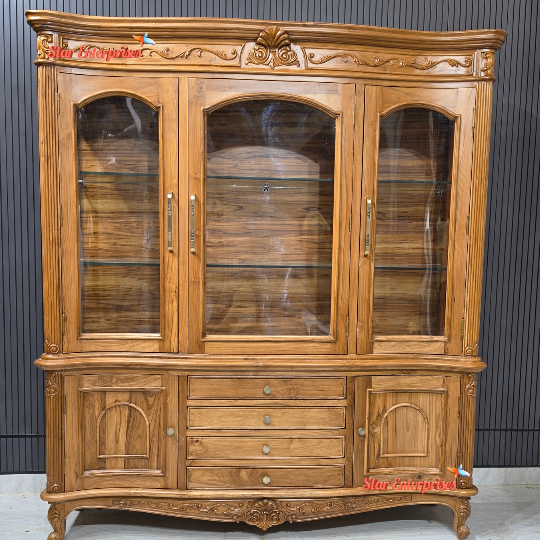 Premium Teak Wood Crockery Cabinet CKR-075 - Image 4
