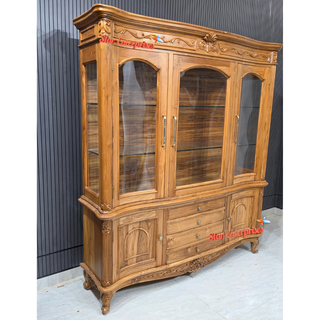 Premium Teak Wood Crockery Cabinet CKR-075 - Image 2