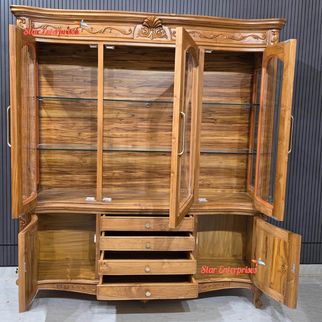 Premium Teak Wood Crockery Cabinet CKR-075 - Image 3