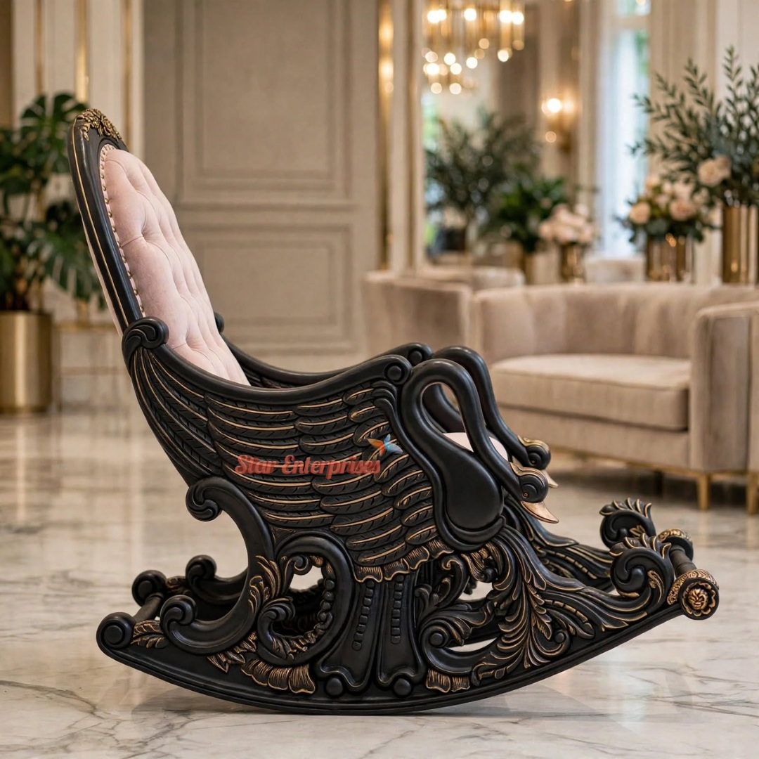 Premium Teak Wood Handcrafted Rocking Chair BDCH-0133 - Image 3