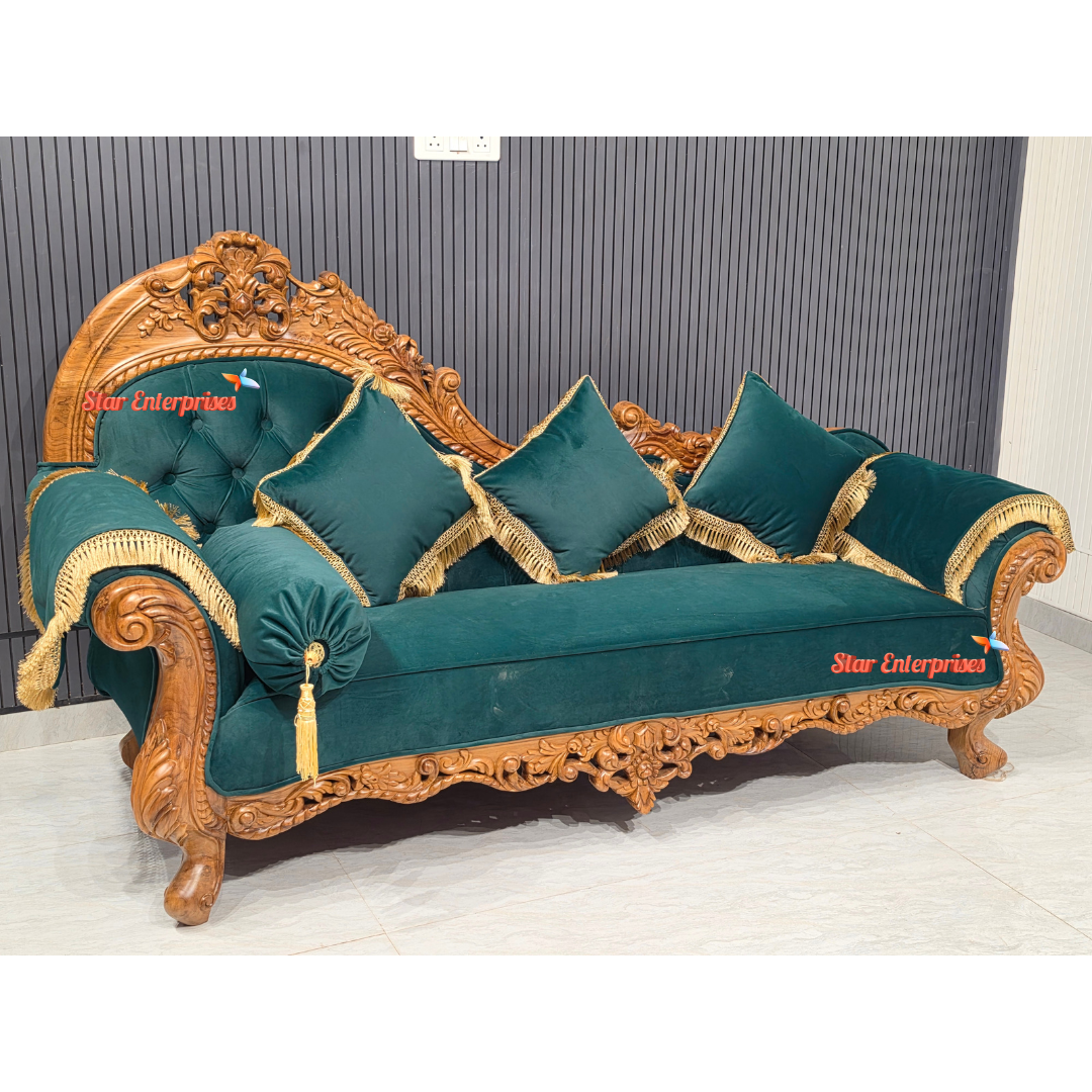 Wooden Classical Carved Diwan Couch DWN-073 - Image 3