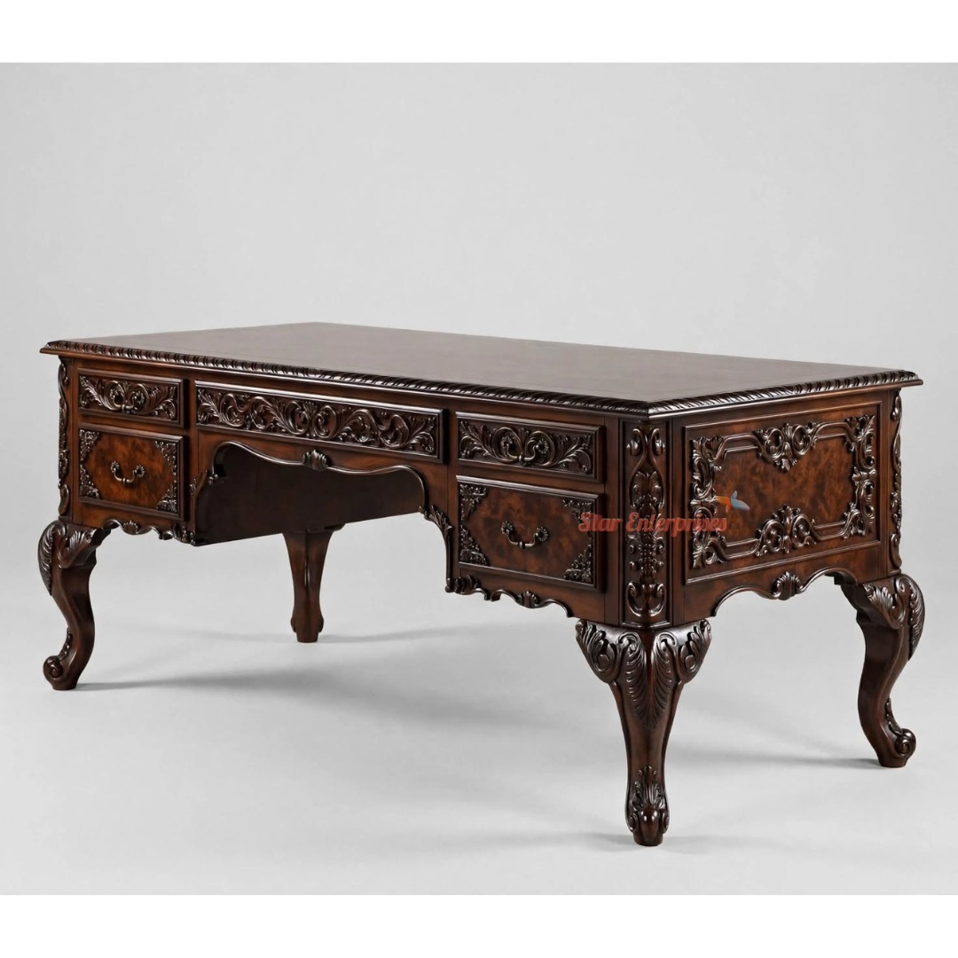 Wooden Classical Carved Office Desk OFD-040 - Image 2